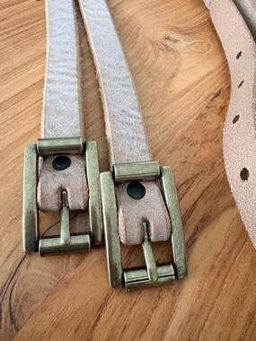 BRAVE Leather Canada Double Buckle Braided Leather Belt Size 32